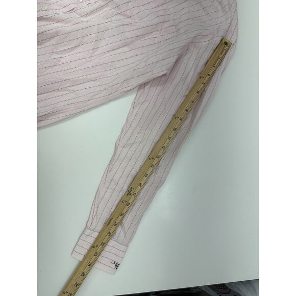 Sam Surin Mens New Royal Fashions Button-Down Shirt Pink Striped Long Sleeve - Picture 9 of 11